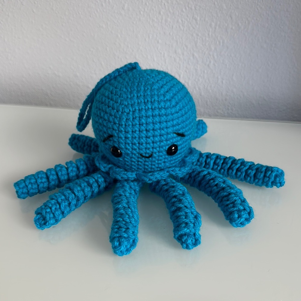 Blue Crochet Octopus